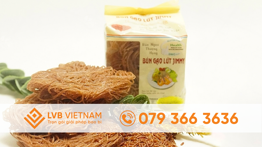 Bún khô đóng gói trong bao bì màng ghép in trục đồng