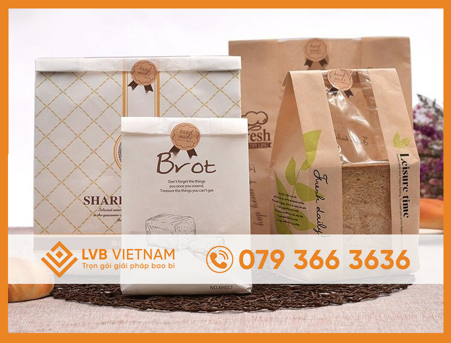 Bao bì đựng bánh mì nilon + giấy Kraft