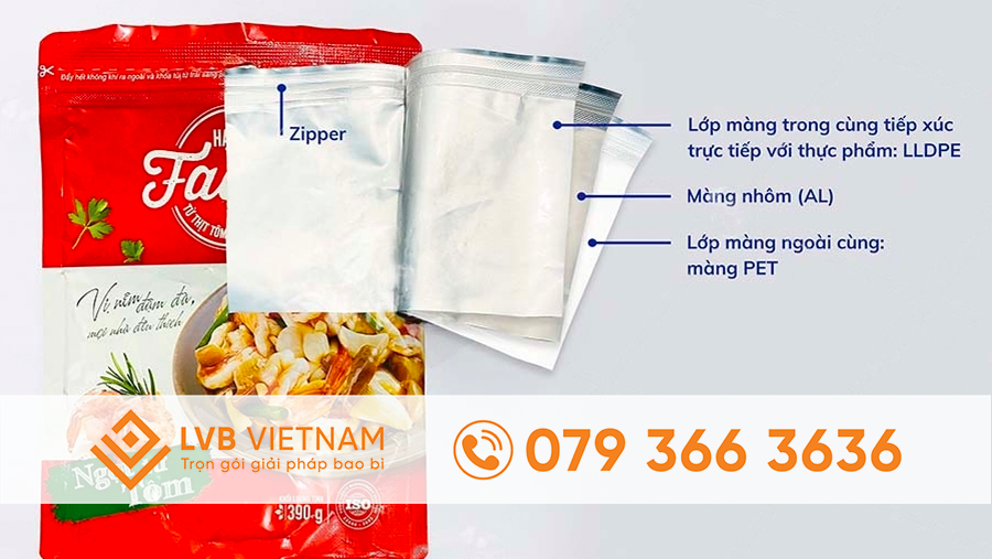 Bao bì hạt nêm, cấu trúc PET/AL/PE